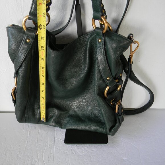 Michael Kors DARK GREEN Pebble Leather SLOUCHY Hobo Shoulder Bag CROSSBODY - Picture 4 of 8